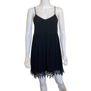 Entro Black Lace Trim Spaghetti Strap Mini Dress